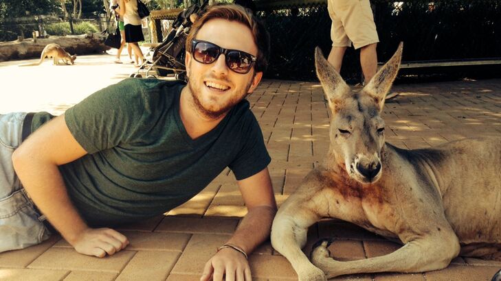 A TLH student meeting a kangaroo.